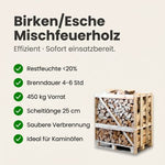 Lade das Bild in den Galerie-Viewer, Halbe palette kammergetrocknetes gespalten Birken/Esche Brennholz mischfeuerholz 25cm
