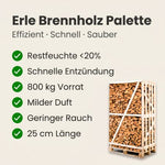Lade das Bild in den Galerie-Viewer, Palette kammergetrocknetes gespalten Erle Brennholz 25cm
