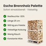 Lade das Bild in den Galerie-Viewer, Palette kammergetrocknetes gespalten Esche Brennholz 25cm
