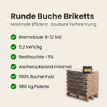 Lade das Bild in den Galerie-Viewer, Runde Buche Briketts pallet 96 Packungen x 10 kg (960 kg)
