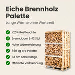 Lade das Bild in den Galerie-Viewer, Palette kammergetrocknetes gespalten Eiche Brennholz 33cm
