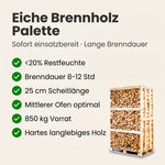 Lade das Bild in den Galerie-Viewer, Palette kammergetrocknetes gespalten Eiche Brennholz 25cm

