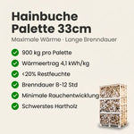Lade das Bild in den Galerie-Viewer, Palette kammergetrocknetes gespalten Hainbuche Brennholz 33cm
