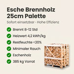 Lade das Bild in den Galerie-Viewer, Halbe Palette kammergetrocknetes gespalten Esche Brennholz 25cm
