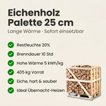 Lade das Bild in den Galerie-Viewer, Halbe Palette kammergetrocknetes gespalten Eiche Brennholz 25cm
