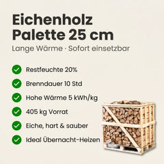 Halbe Palette kammergetrocknetes gespalten Birke Brennholz 25cm