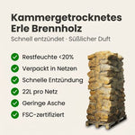 Lade das Bild in den Galerie-Viewer, 88 Netze kammergetrocknetes gespalten Erle Brennholz 25cm 1.25 RM / 2.0 SRM
